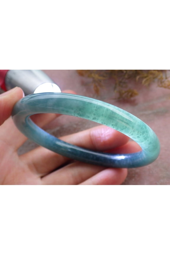 Certified Icy Green Burma 100% Natural A JADE Jadeite Circle Bangle Bracelet 56 mm 664391 TN