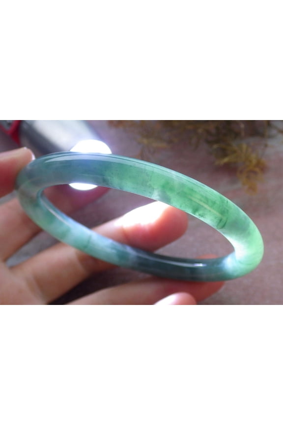 Certified Icy Green Burma 100% Natural A JADE Jadeite Circle Bangle Bracelet 57 mm 663972 TN
