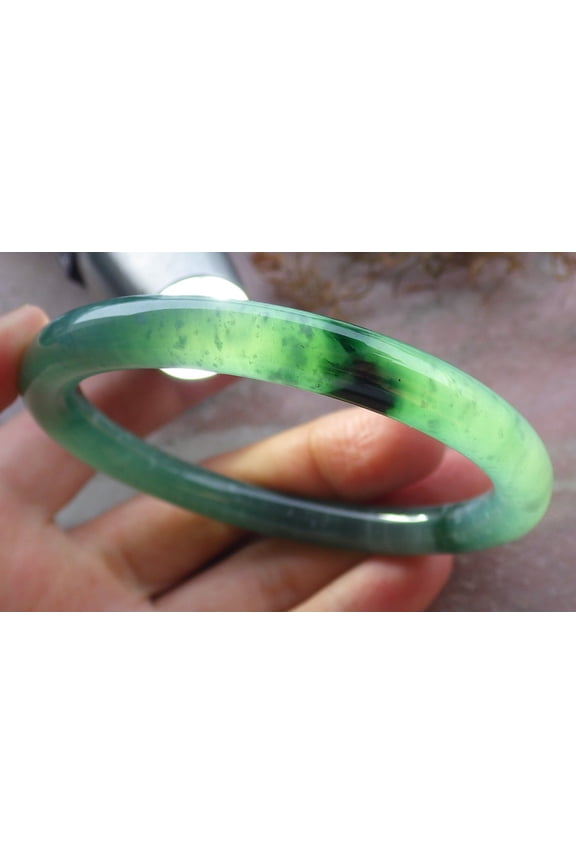Certified Icy Green Burma 100% Natural A JADE Jadeite Circle Bangle Bracelet 57 mm 664652 TN