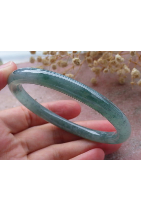 Certified Icy Green Burma 100% Natural A JADE Jadeite Circle Bangle Bracelet 59 mm 674980 TN