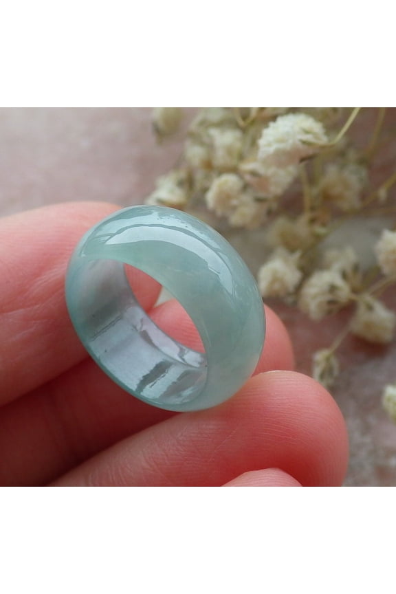 Certified Icy Green Burma 100% Natural A JADE Jadeite Circle RING USA. 3 RING 591680 TN