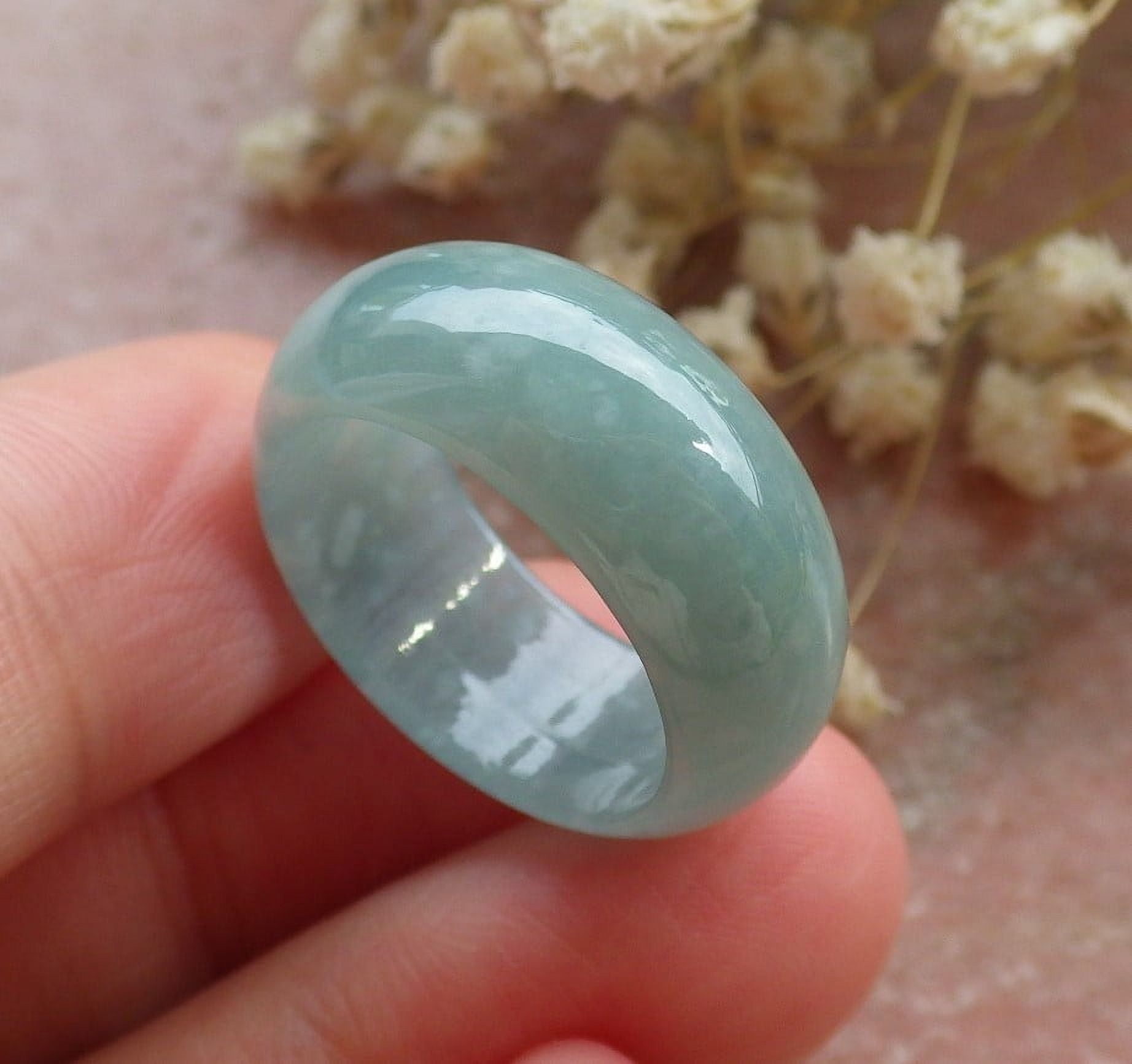 GOJADE Certified Icy Green Burma 100% Natural A JADE Jadeite Circle RING USA. 6.5 RING 592081 TN