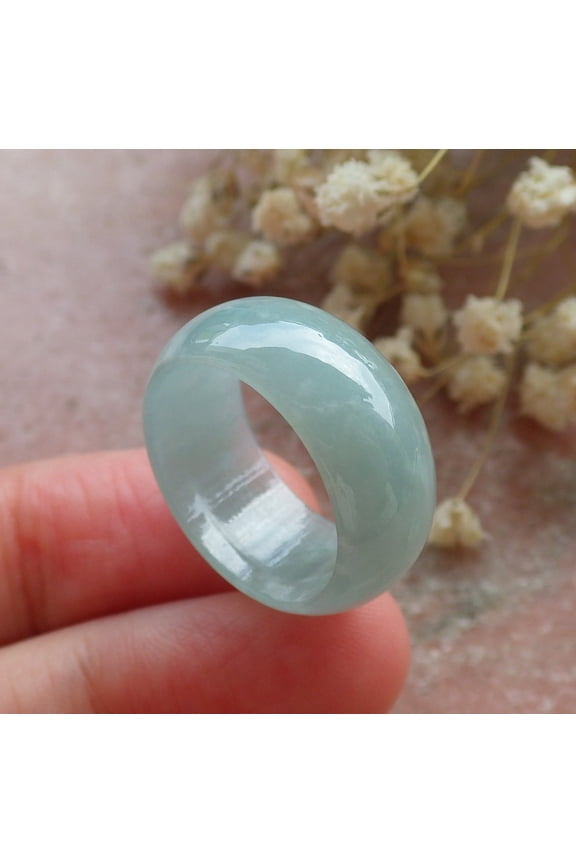 Certified Icy Green Burma 100% Natural A JADE Jadeite Circle RING USA. 6.5 RING 592171 TN
