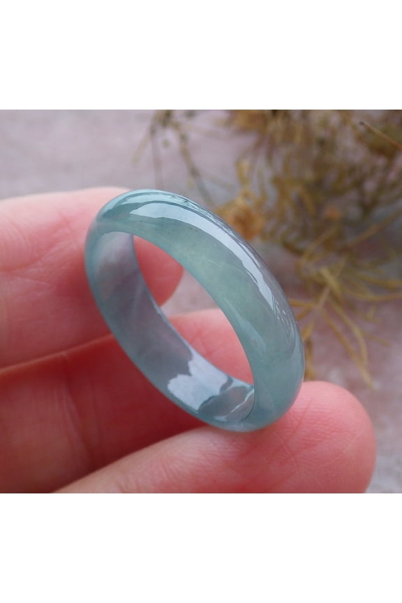 Certified Icy Green Burma 100% Natural A JADE Jadeite Circle RING USA. 9.5 RING 663483 TN