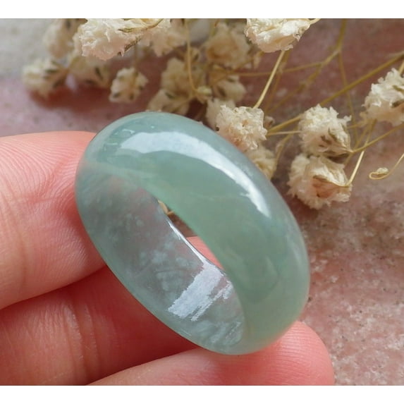 Certified Icy Green Burma 100% Natural A JADE Jadeite Circle RING USA. 9 RING 592213 TN
