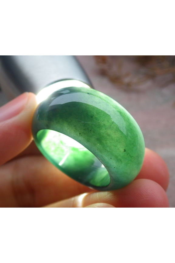 Certified Icy Green Burma 100% Natural A JADE Jadeite Circle RING USA. 9 RING 664905 TN