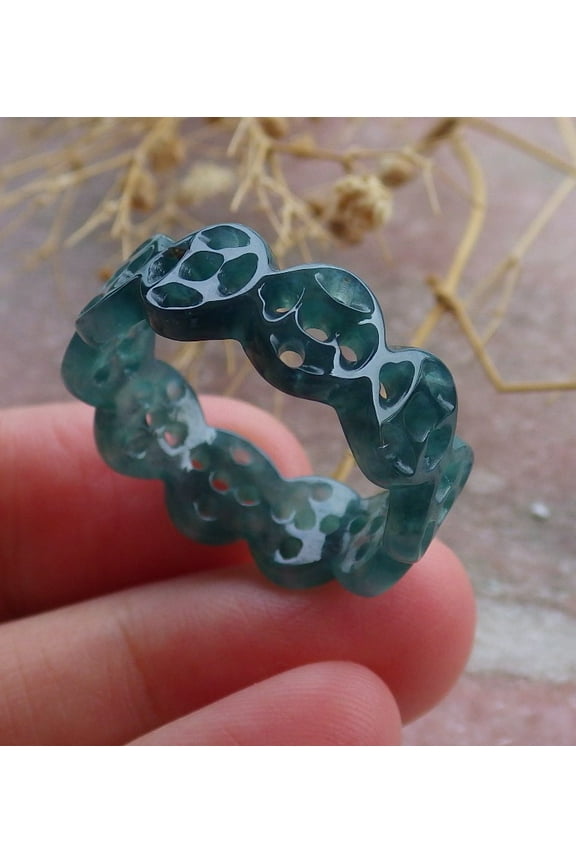 Certified Icy Green Burma 100% Natural A JADE Jadeite Coin RING USA. 10.5 RING 671248 TN