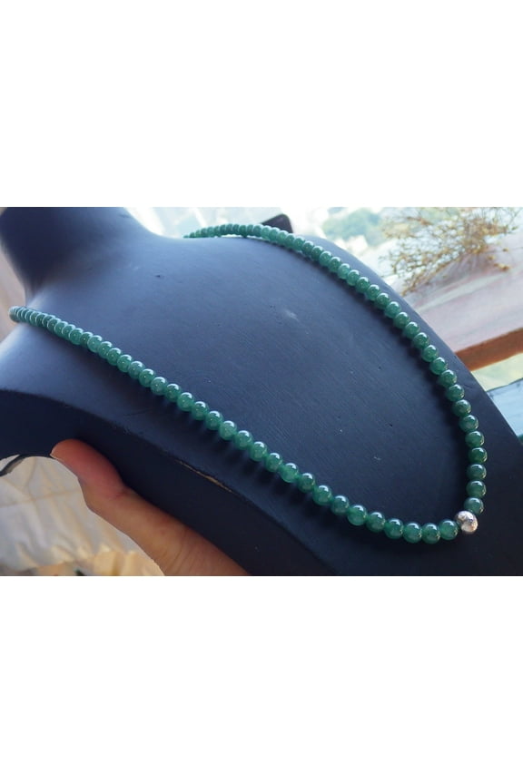 Certified Icy Green Burma Natural A JADE Jadeite Bead Beads Necklace 27 inches 654348 TN