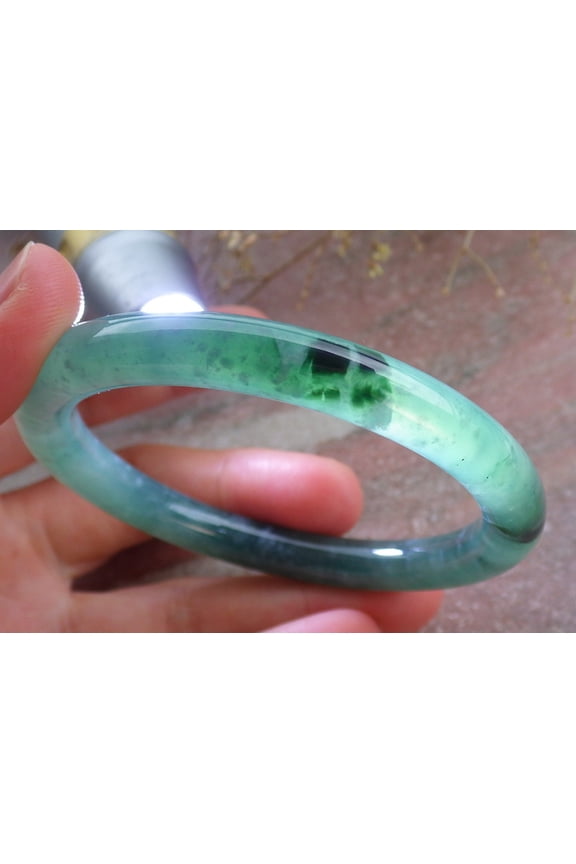 Certified Icy Green Burma Natural A JADE Jadeite Circle Bangle Bracelet 56 mm 651329 TN