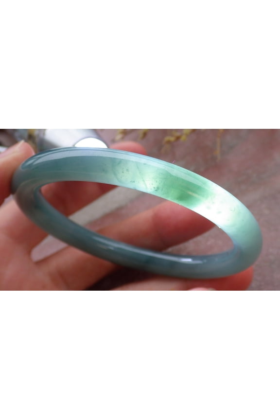 Certified Icy Green Burma Natural A JADE Jadeite Circle Bangle Bracelet 56 mm 651887 TN