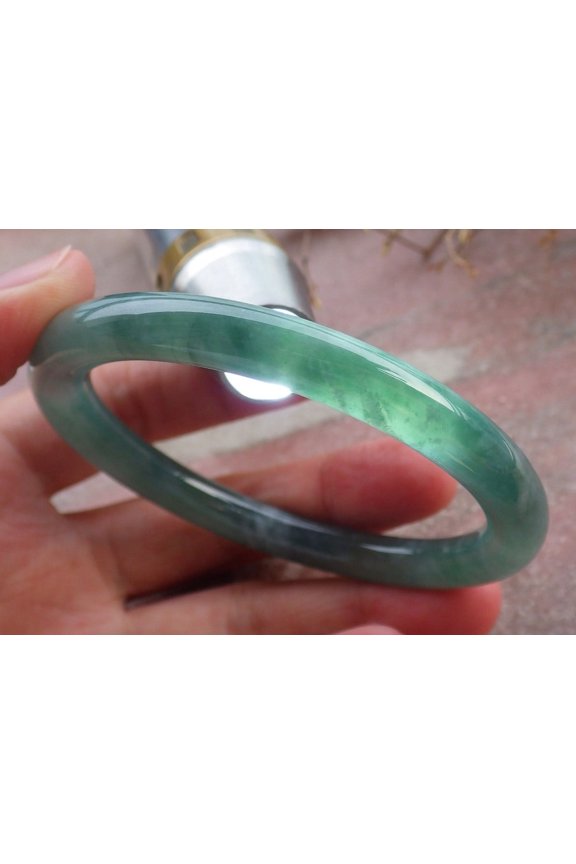 Certified Icy Green Burma Natural A JADE Jadeite Circle Bangle Bracelet 57 mm 657941 TN