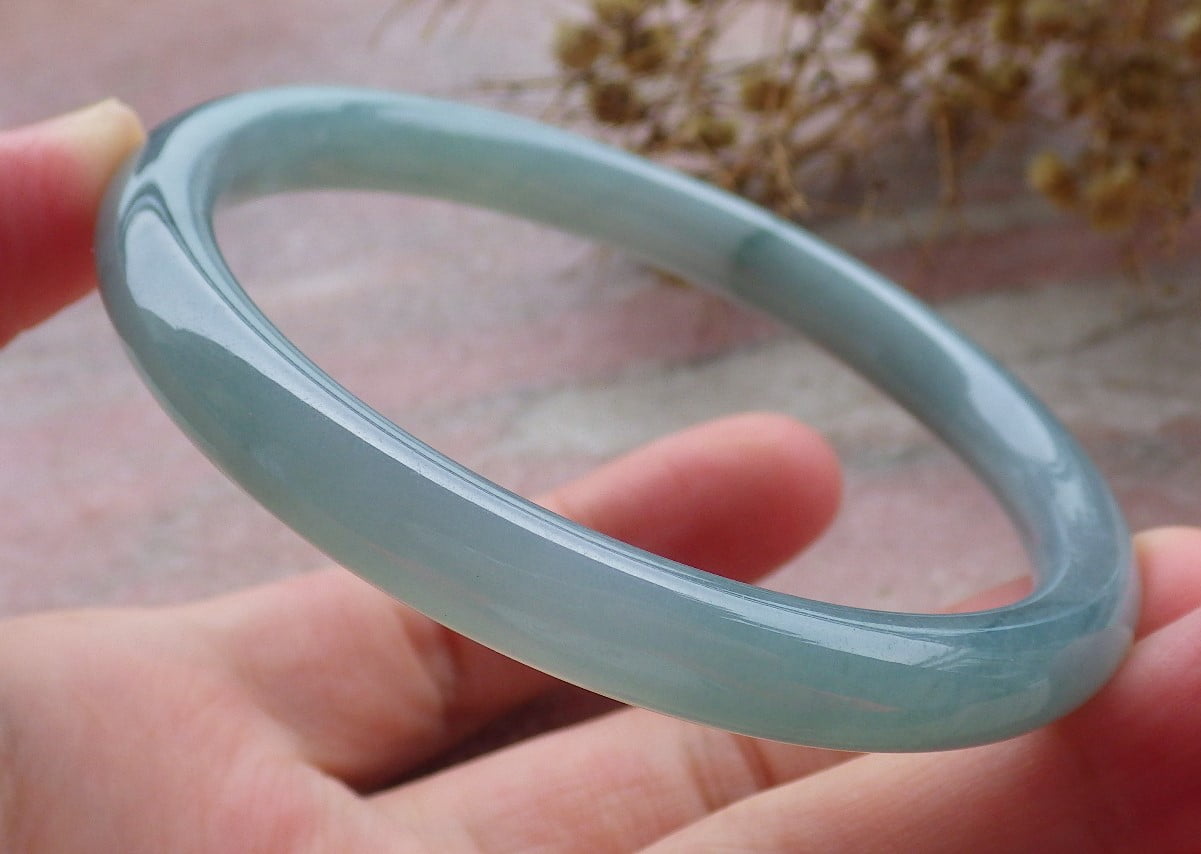 Certified Icy Green Burma Natural A JADE Jadeite Circle Bangle Bracelet 59 mm 662668 TN
