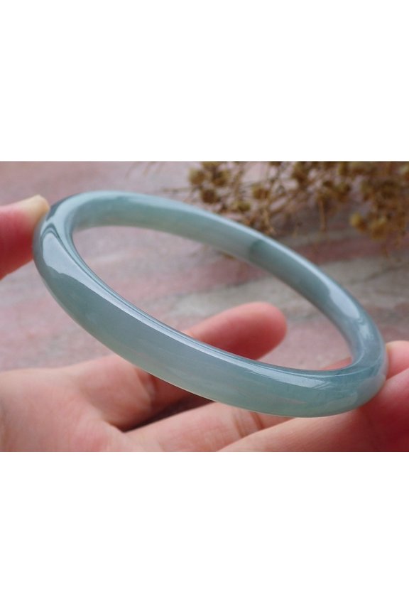 Certified Icy Green Burma Natural A JADE Jadeite Circle Bangle Bracelet 59 mm 662668 TN