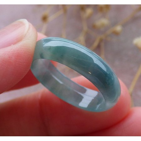 Certified Icy Green Burma Natural A JADE Jadeite Circle RING USA. 8 RING 670094 TN