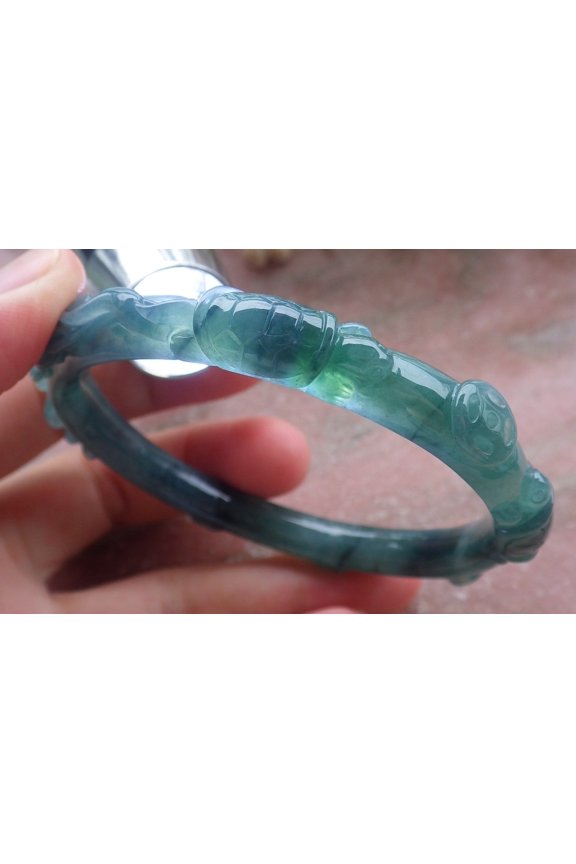 Certified Icy Green Burma Natural A JADE Jadeite Turtle Coin Bangle Bracelet 59 mm 672740 TN