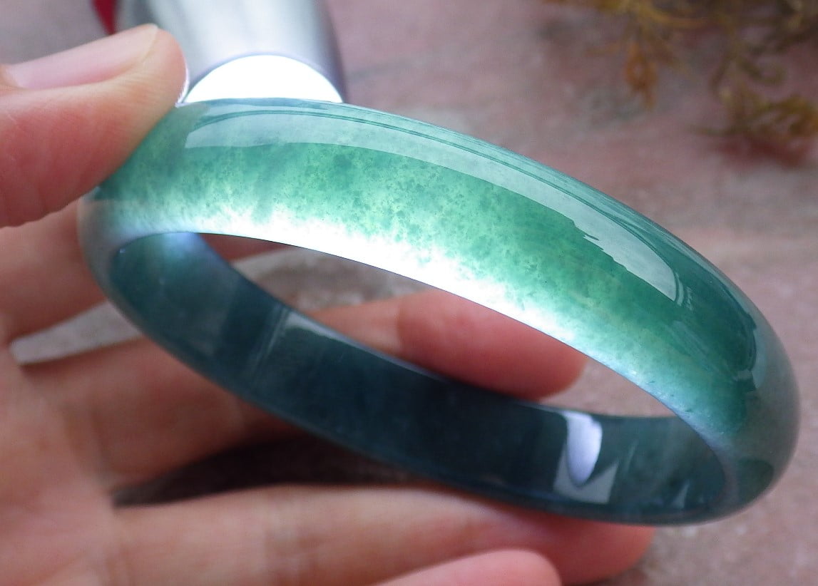 GOJADE Certified Icy Green Burma100% Natural A JADE Jadeite Bangle Bracelet 61 mm 664329 TN