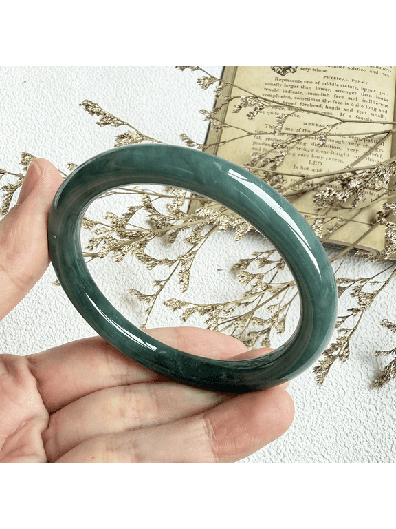 Certified Icy Green Natural A JADE Jadeite Circle Bangle Bracelet 55 mm 100988