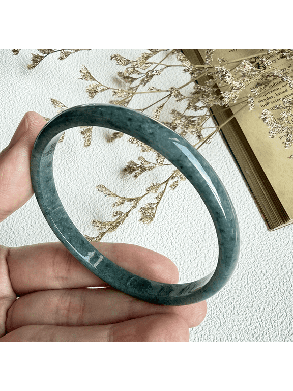 Certified Icy Green Natural A JADE Jadeite Circle Bangle Bracelet 55 mm 101241