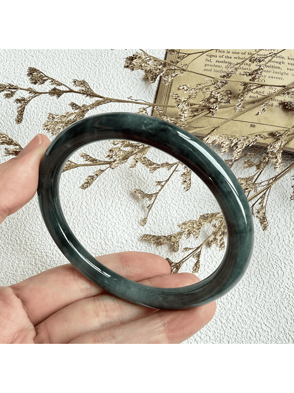 Certified Icy Green Natural A JADE Jadeite Circle Bangle Bracelet 60 mm 100980