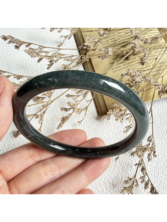 Certified Icy Green Natural A JADE Jadeite Circle Bangle Bracelet 60 mm 101485
