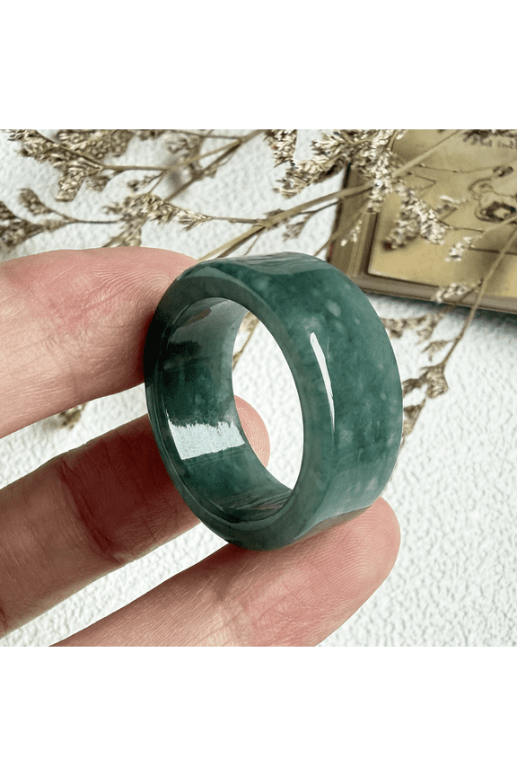 Certified Icy Green Natural A JADE Jadeite Circle RING USA.10 100703