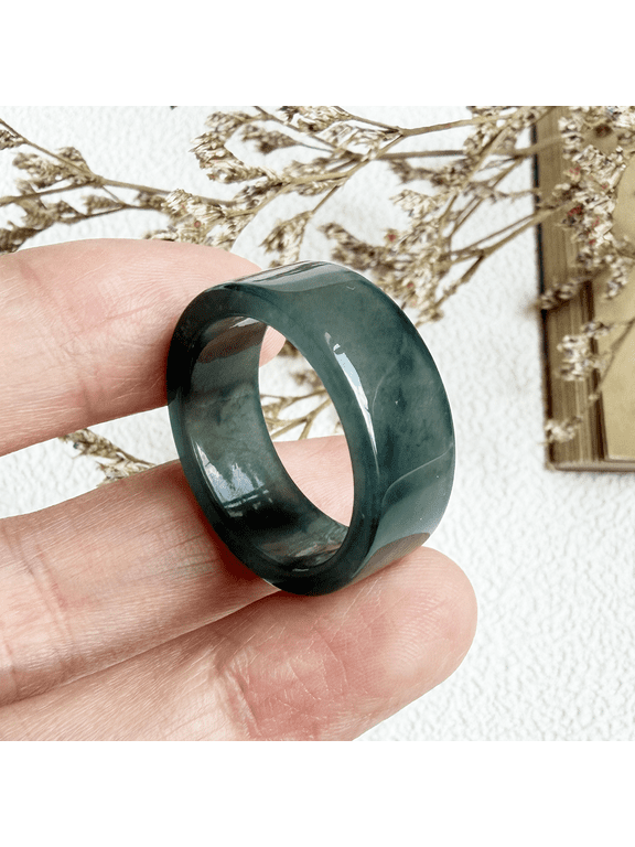 Certified Icy Green Natural A JADE Jadeite Circle RING USA.10 100772