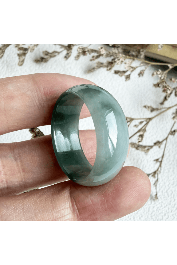 Certified Icy Green Natural A JADE Jadeite Circle RING USA. 11.5 100488
