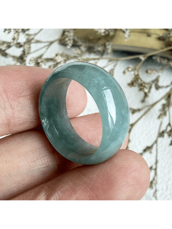 Certified Icy Green Natural A JADE Jadeite Circle RING USA. 5.5 100469