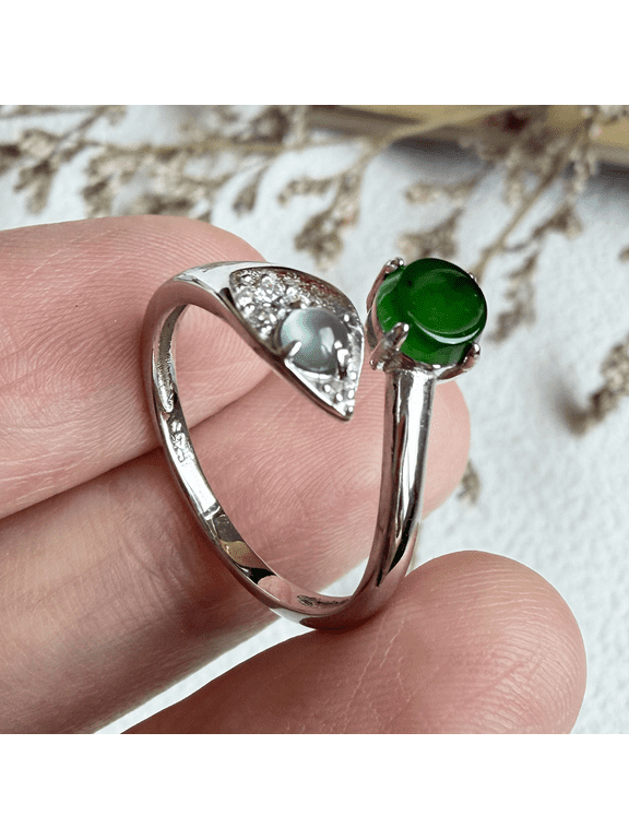Certified Icy Green Natural A JADE Jadeite Circle RING USA. 6.5 100461
