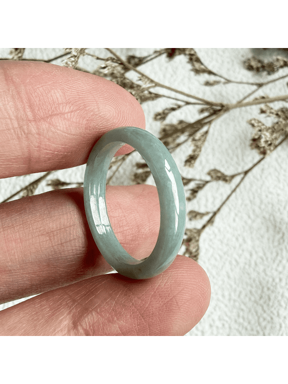 Certified Icy Green Natural A JADE Jadeite Circle RING USA.6.5 101114
