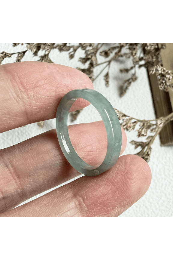 Certified Icy Green Natural A JADE Jadeite Circle RING USA.7 100570