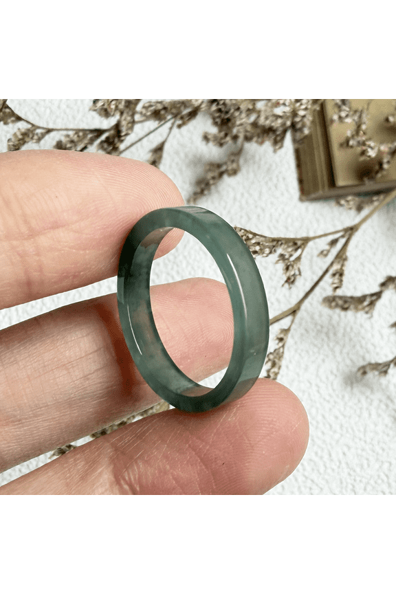 Certified Icy Green Natural A JADE Jadeite Circle RING USA.7 100600
