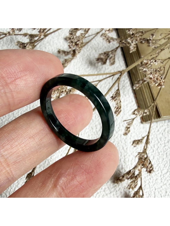 Certified Icy Green Natural A JADE Jadeite Circle RING USA.7.25 102180