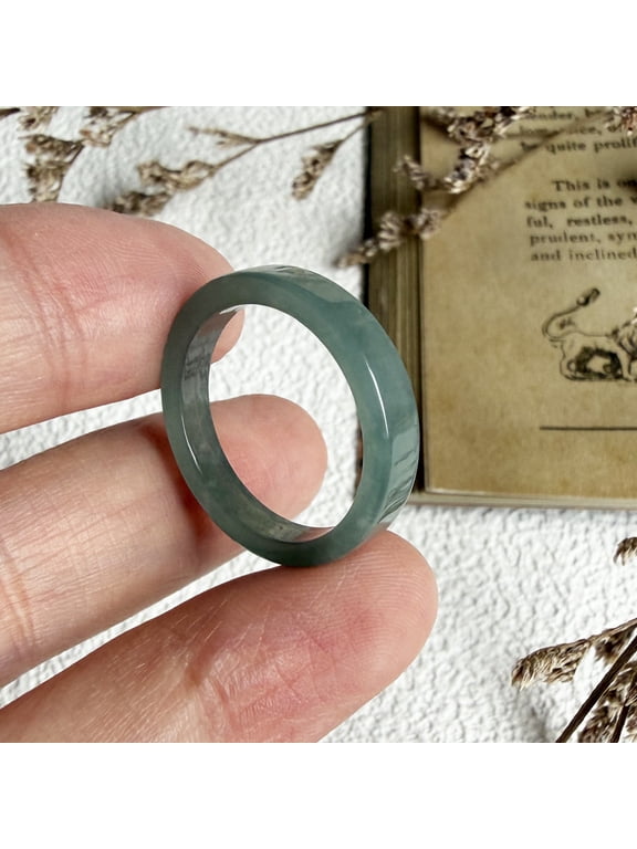 Certified Icy Green Natural A JADE Jadeite Circle RING USA.7.25 102355