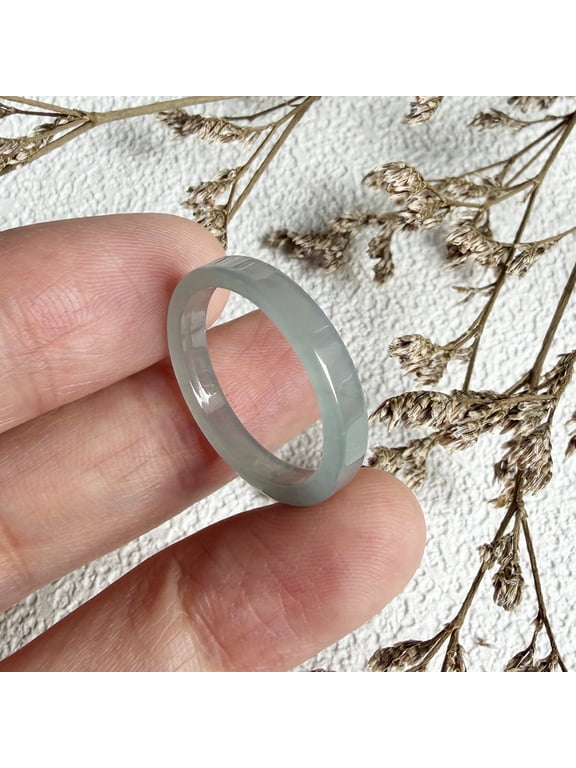 Certified Icy Green Natural A JADE Jadeite Circle RING USA.7.25 102658