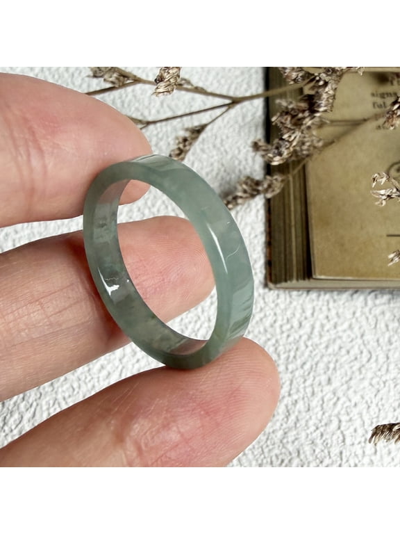 Certified Icy Green Natural A JADE Jadeite Circle RING USA.8.5 102371