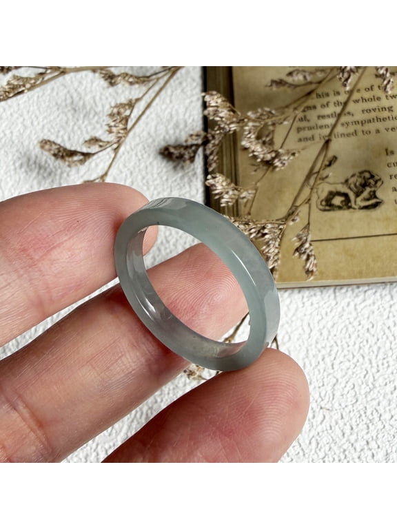 Certified Icy Green Natural A JADE Jadeite Circle RING USA.8.5 102650
