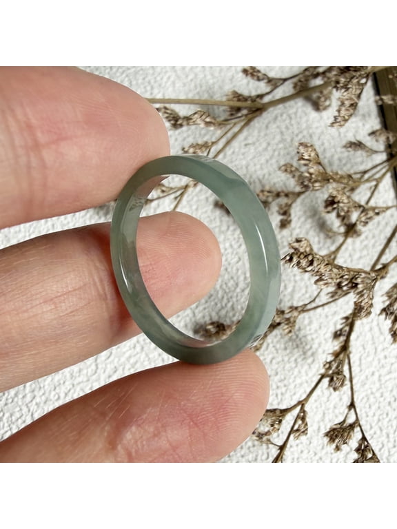 Certified Icy Green Natural A JADE Jadeite Circle RING USA.8.5 102666