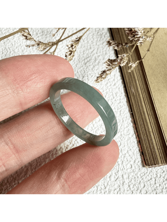 Certified Icy Green Natural A JADE Jadeite Circle RING USA.9 101509
