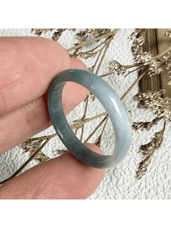 Certified Icy Green Natural A JADE Jadeite Circle RING USA.9 101562