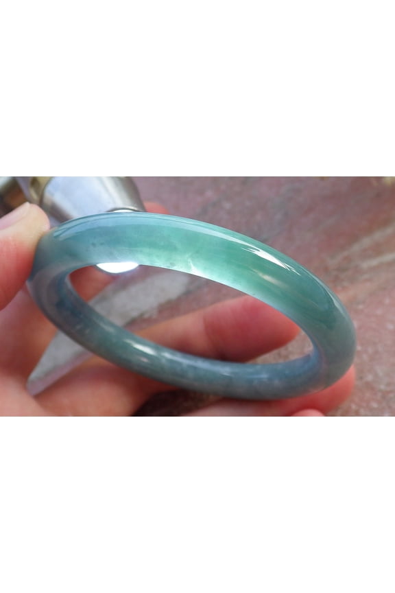 Certified Icy Green Pale Lavender Burma 100% Natural A JADE Jadeite Circle Bangle Bracelet 50 mm 595819 TN