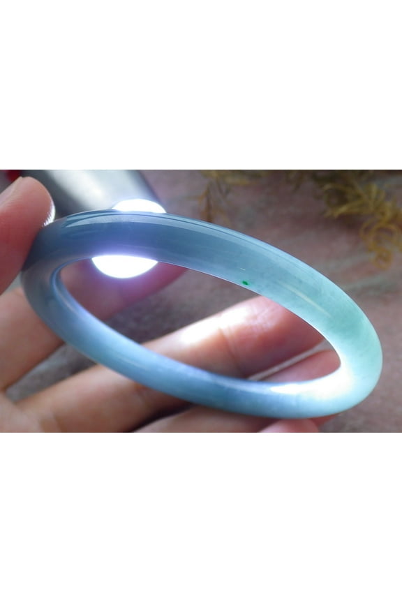 Certified Icy Green Pale Lavender Burma 100% Natural A JADE Jadeite Circle Bangle Bracelet 51 mm 663962 TN