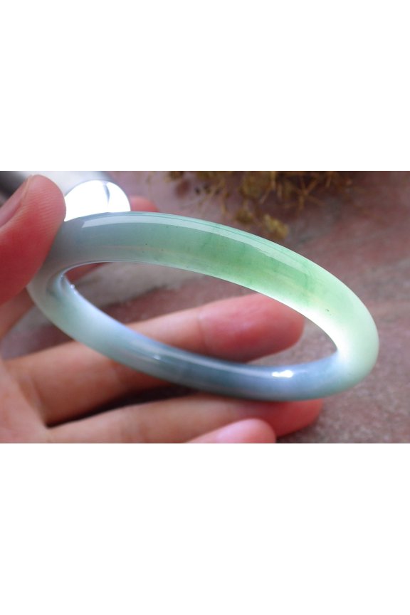 Certified Icy Green Pale Lavender Burma 100% Natural A JADE Jadeite Circle Bangle Bracelet 53 mm 662053 TN
