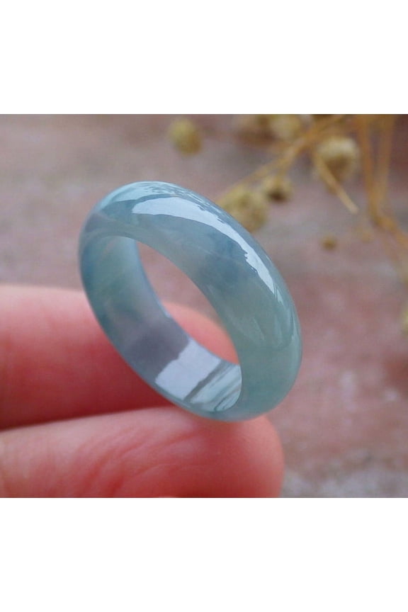 Certified Icy Green Pale Lavender Burma 100% Natural A JADE Jadeite Circle RING USA. 5.25 RING 673654 TN