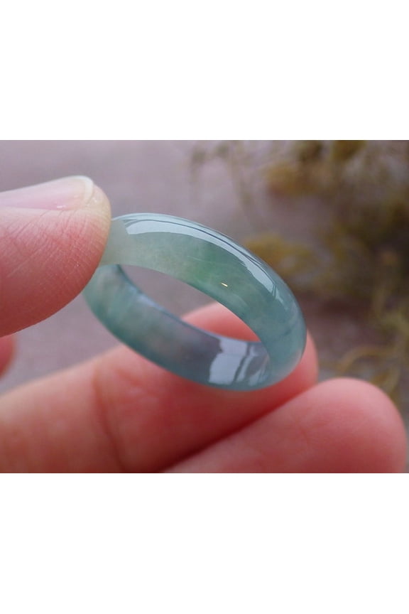 Certified Icy Green Pale Lavender Burma 100% Natural A JADE Jadeite Circle RING USA. 8 RING 663118 TN
