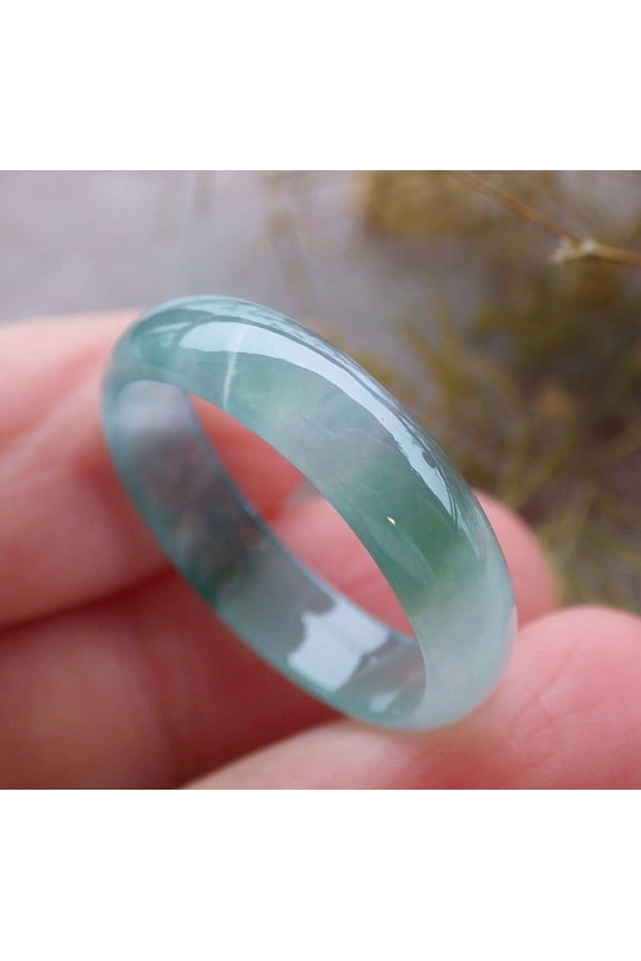 Certified Icy Green Pale Lavender Burma 100% Natural A JADE Jadeite Circle RING USA. 9.75 RING 663083 TN
