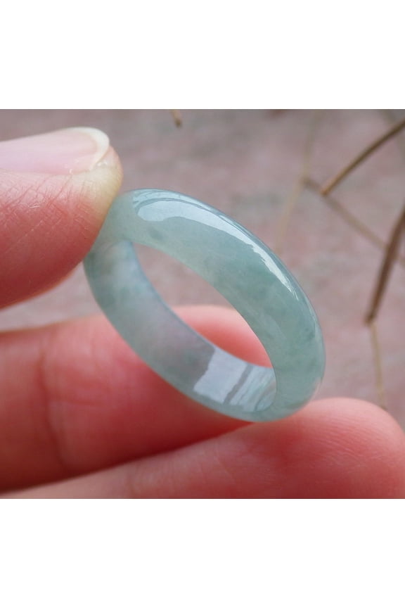 Certified Icy Green Pale Lavender Burma Natural A JADE Jadeite Circle RING USA. 7 RING657649 TN