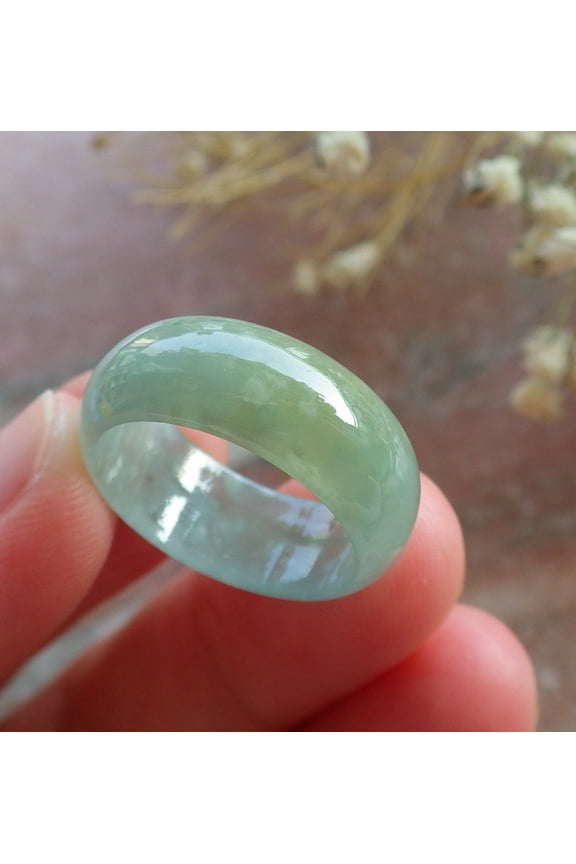 Certified Icy Green Yellow Burma 100% Natural A JADE Jadeite Circle RING USA. 6.5 RING 594899