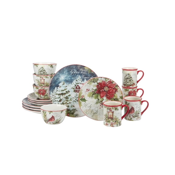 Certified International 16 Piece Silent Night Christmas Dinnerware Set