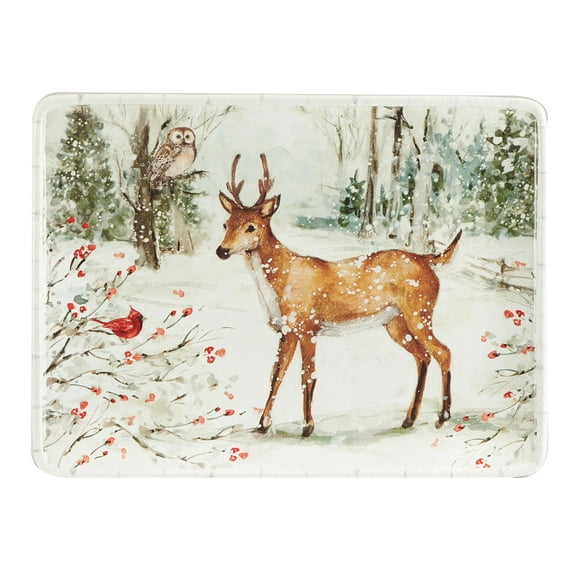 Certified International 16" Winter Reindeer Rectangular Christmas Platter